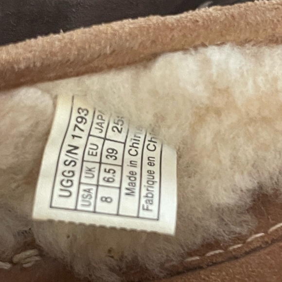 UGG Women.s 1793 KALAMA BROWN LEATHER LINED COMFORT SLIP ON WEDGE HEEL SANDALS 8 - Picture 4 of 6